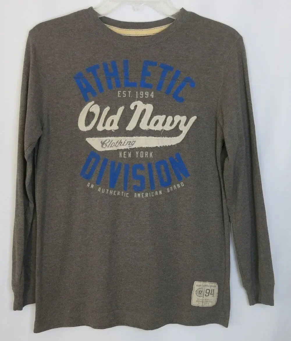 OLD NAVY Athletic Division Long Sleeve T Shirt Size L Youth Gray School Casual